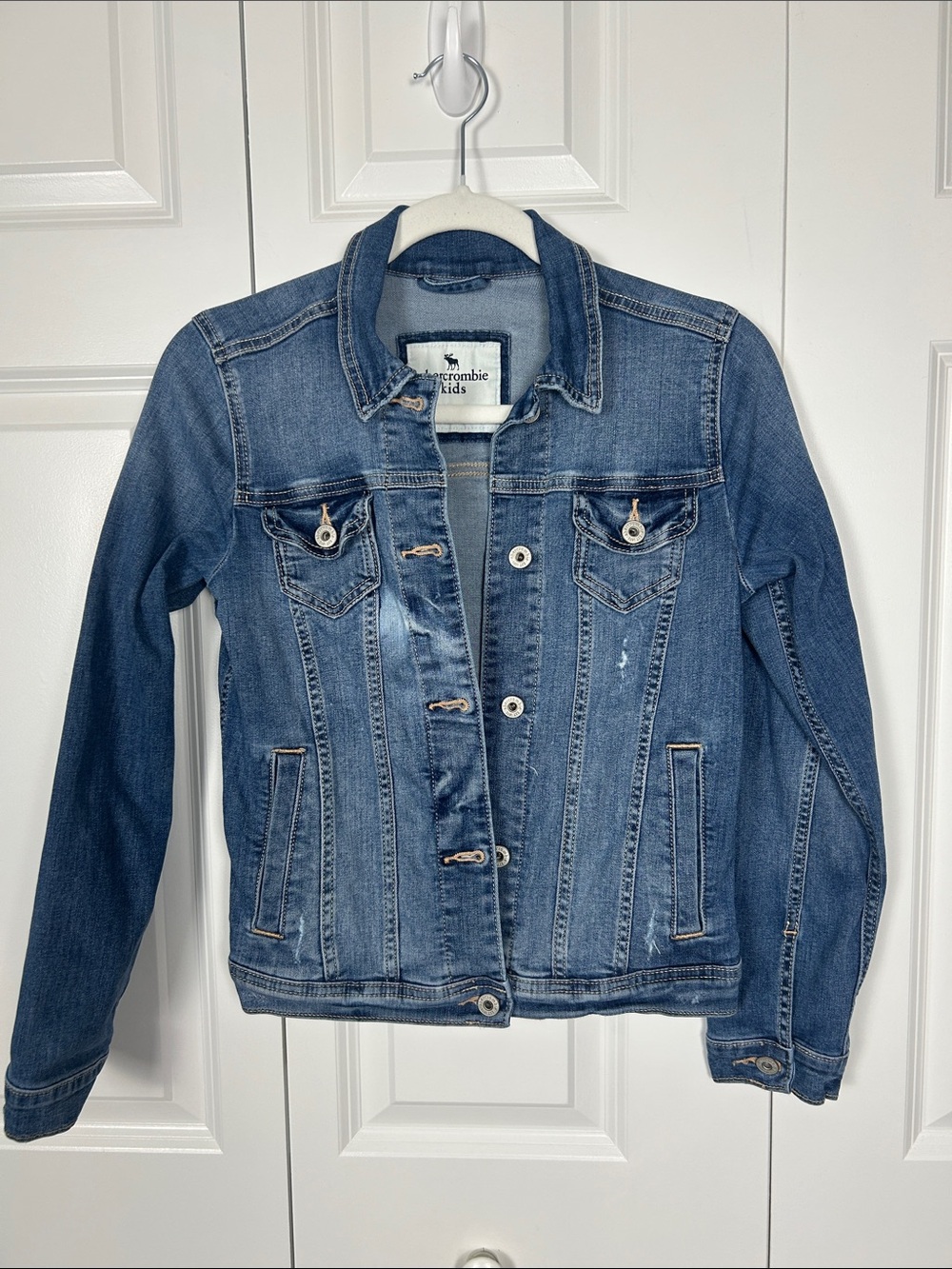 abercrombie kids Distressed Medium Blue Denim Jacket